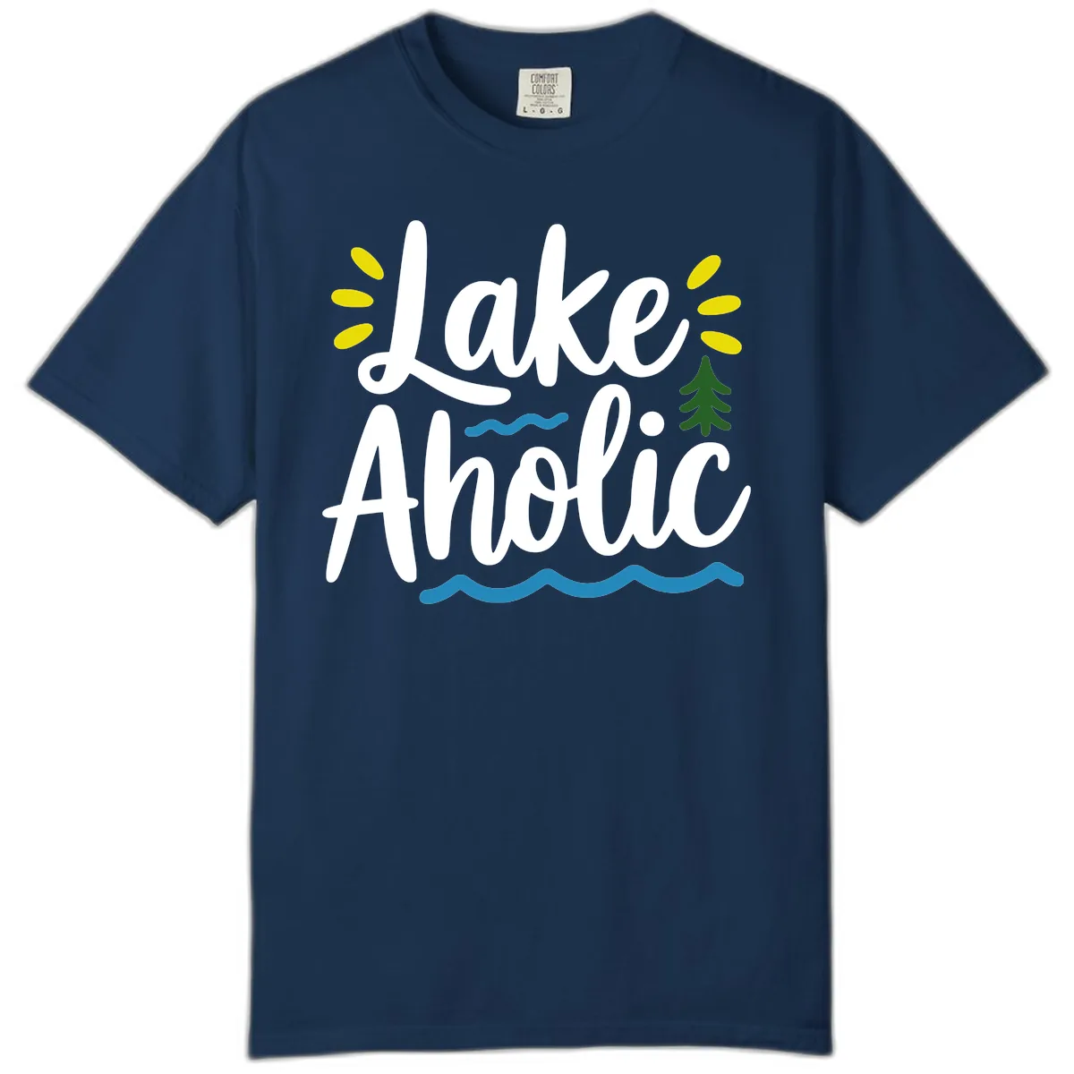 Lakeaholic Typography Design Comfort Color in Navy
