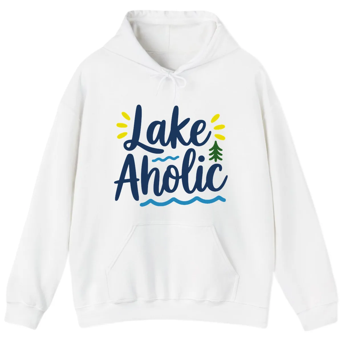 Lakeaholic Typography Design Hoodie in White
