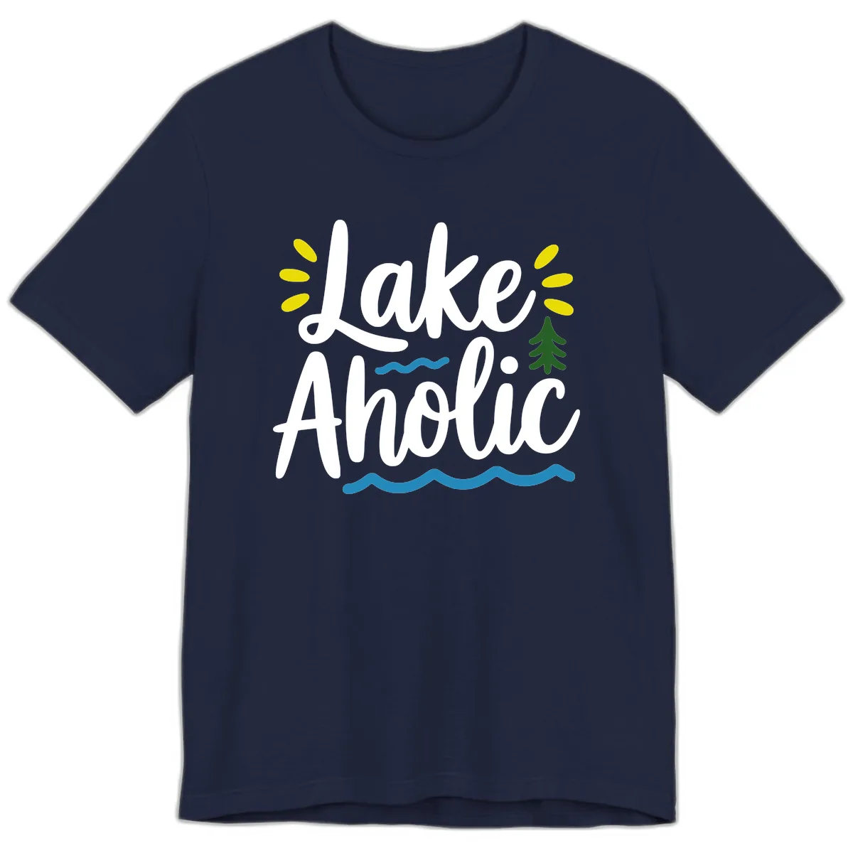Lakeaholic Typography Design Premium T-Shirt in Navy