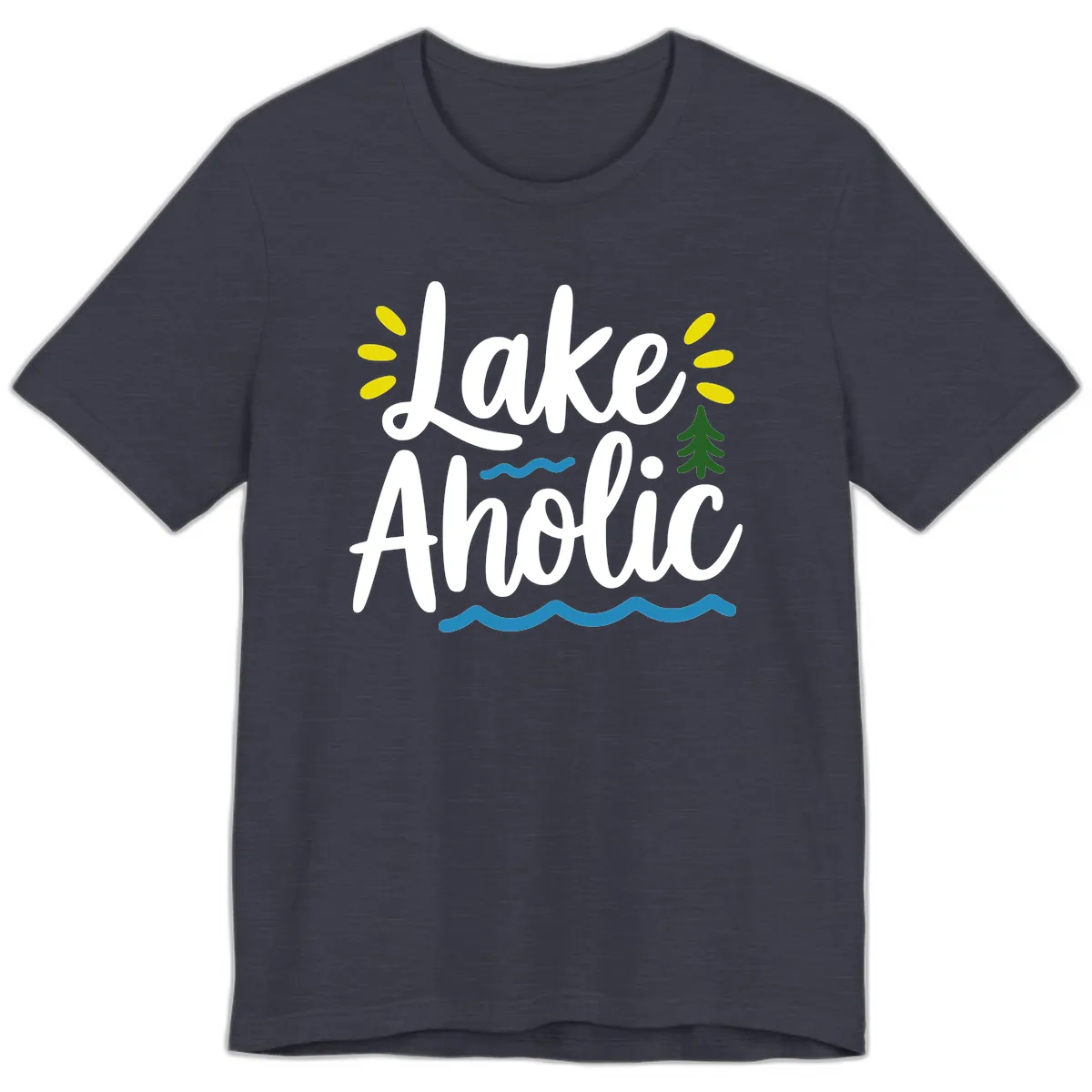 Lakeaholic Typography Design Premium T-Shirt in Heather Midnight Navy