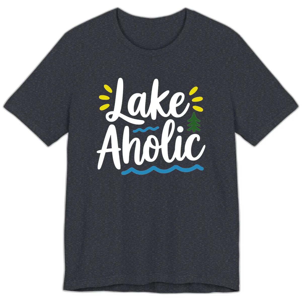 Lakeaholic Typography Design Premium T-Shirt in Heather Navy