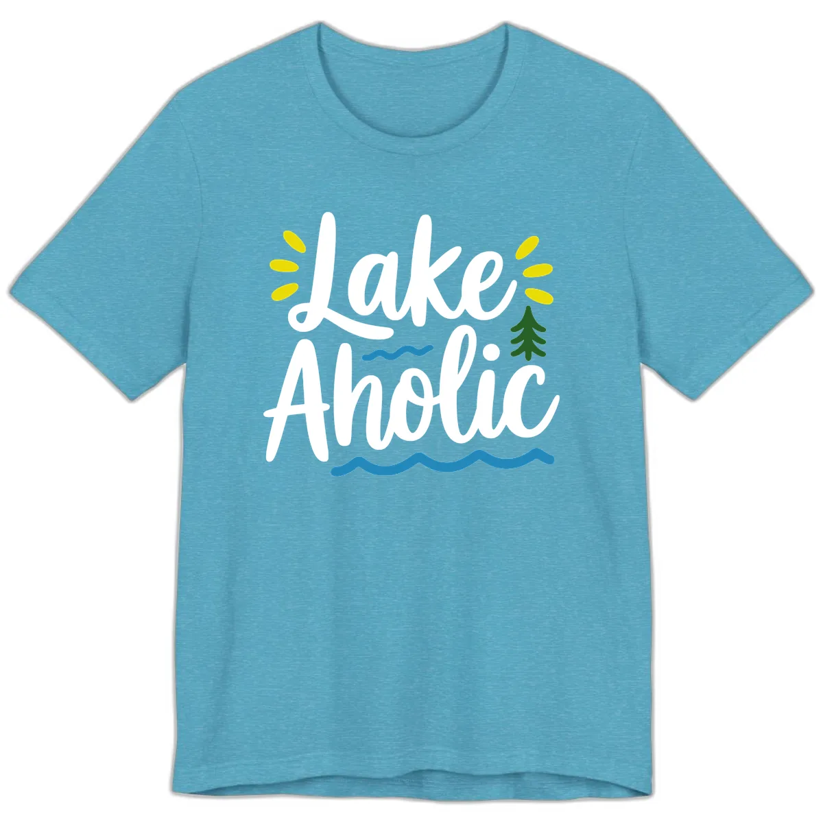 Lakeaholic Typography Design Premium T-Shirt in Heather Aqua