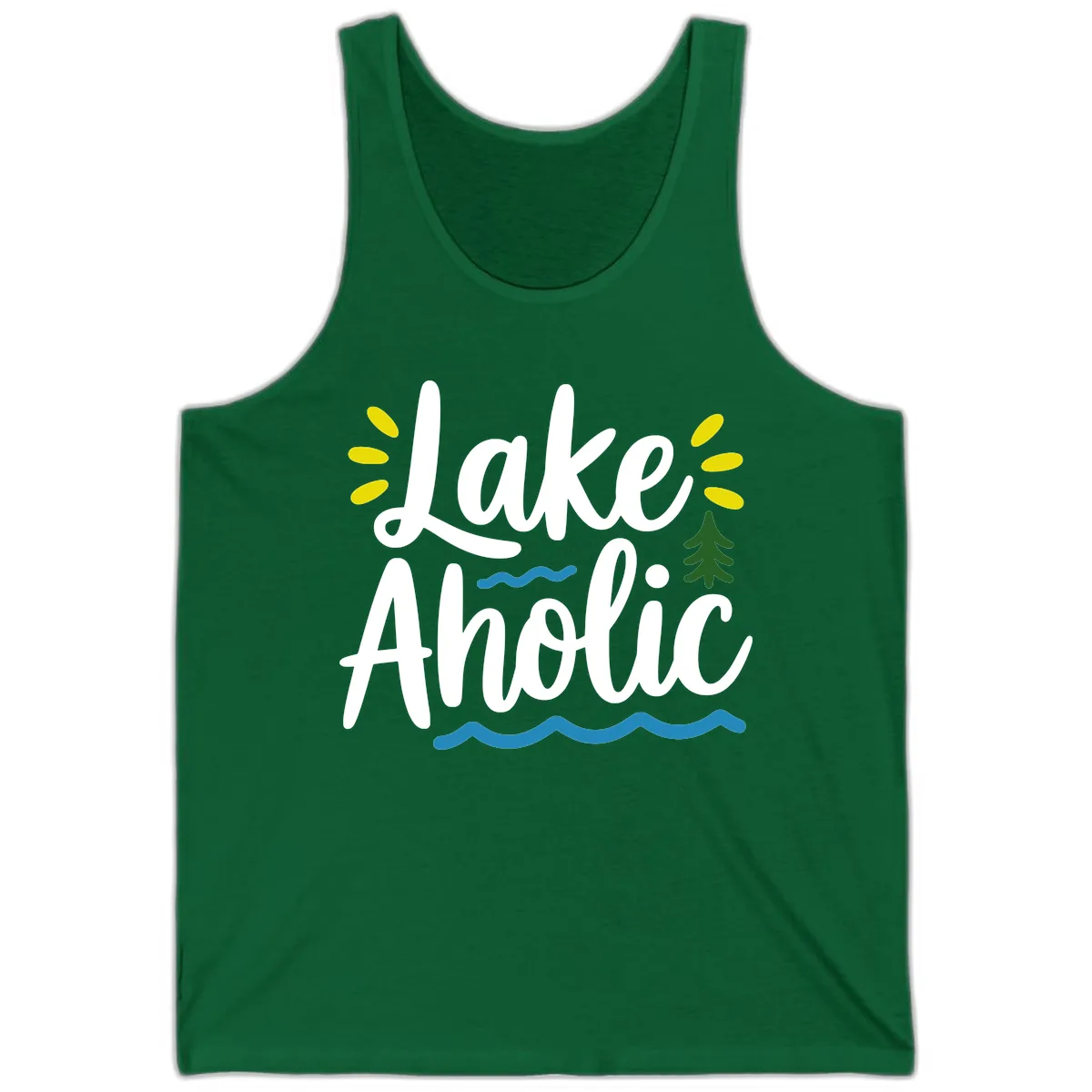 Lakeaholic Typography Design Tank in Kelly