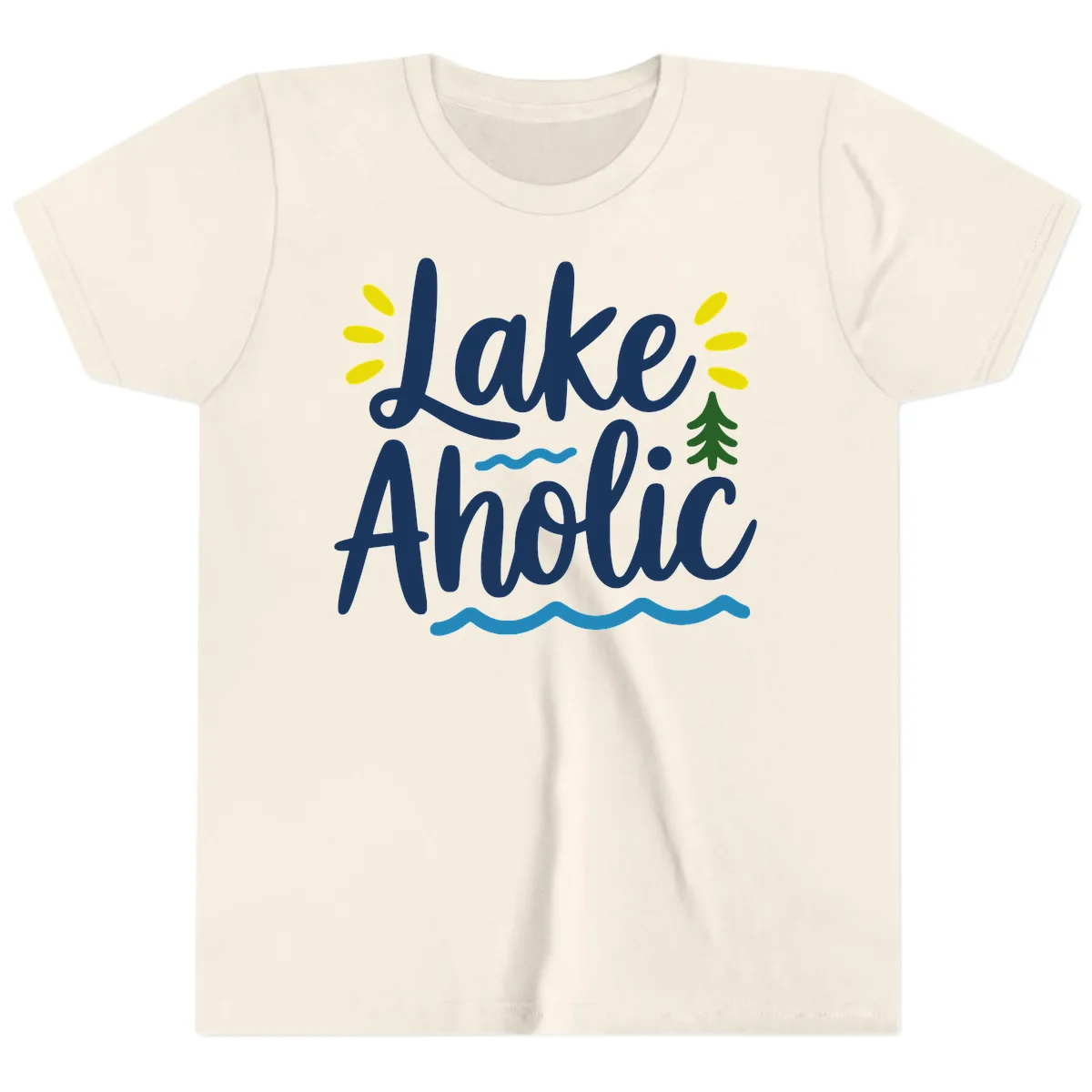 Lakeaholic Typography Design Youth T-Shirt in Natural
