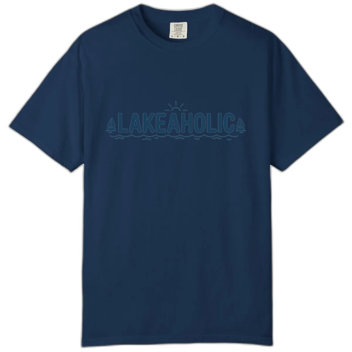 Lakeaholic Typography Design Comfort Color in Navy