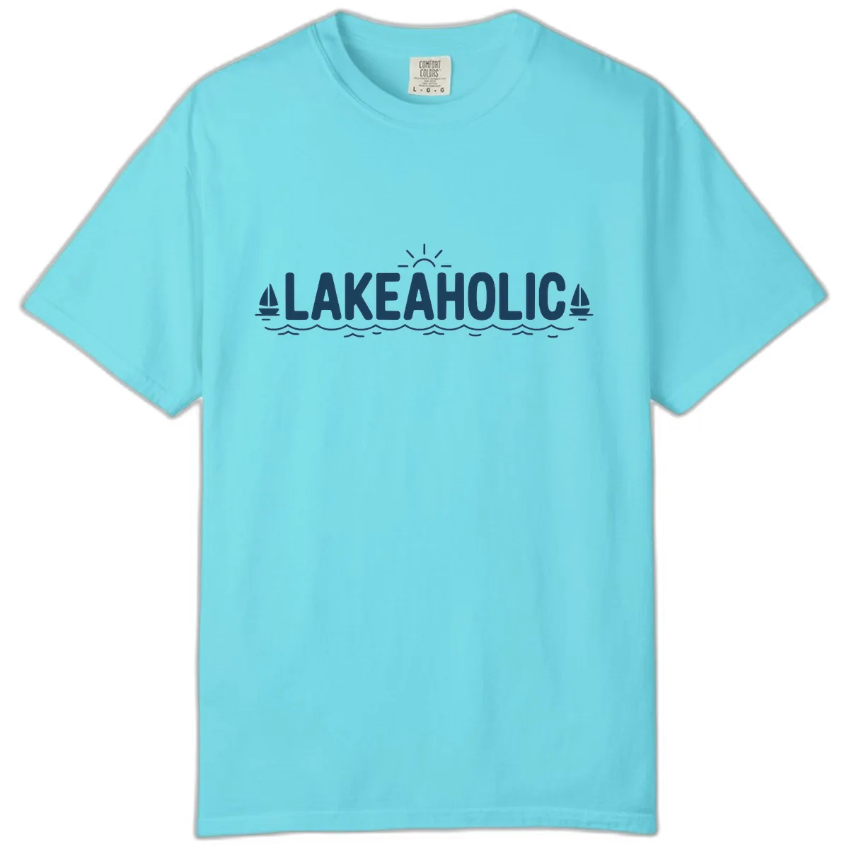 Lakeaholic Typography Design Comfort Color in Lagoon Blue