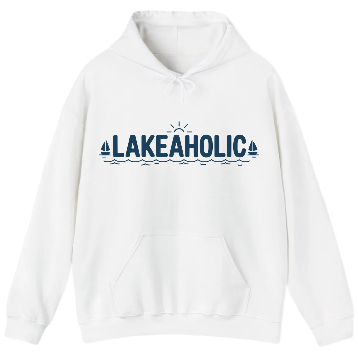 Lakeaholic Typography Design Hoodie in White