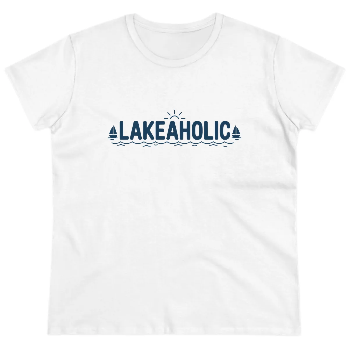 Lakeaholic Typography Design Ladies Tee in White
