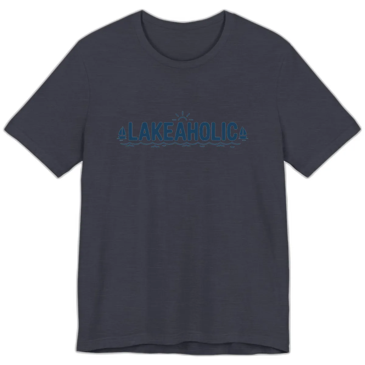 Lakeaholic Typography Design Premium T-Shirt in Heather Midnight Navy