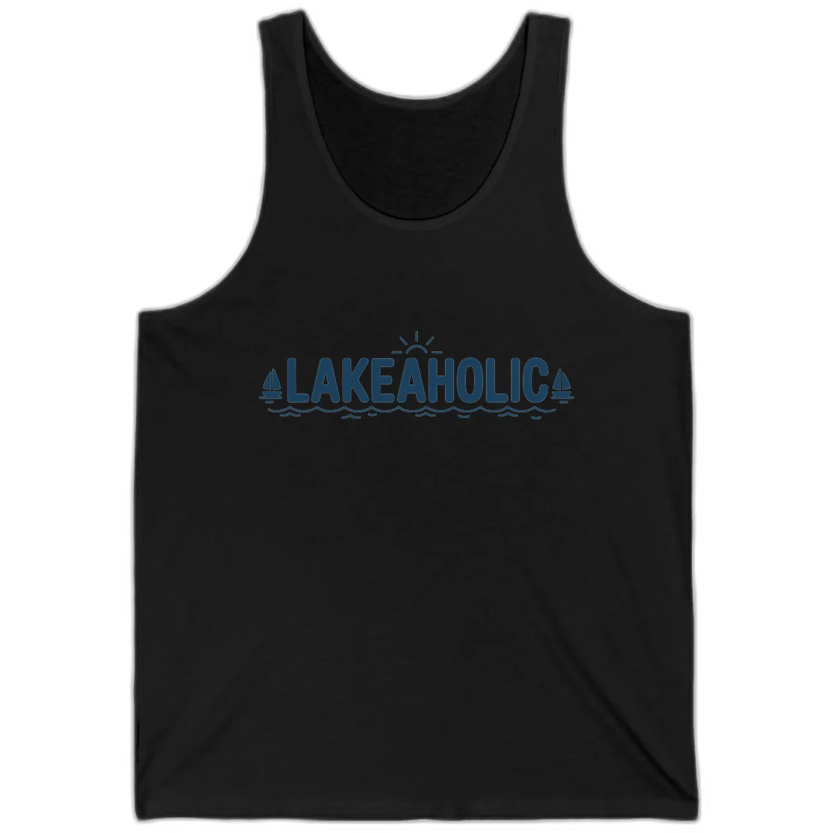 Lakeaholic Typography Design Tank in Black