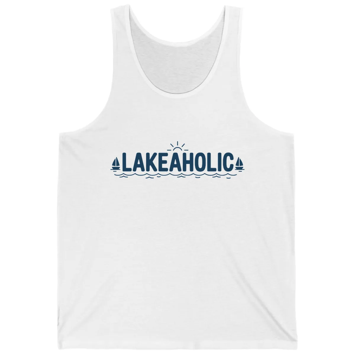 Lakeaholic Typography Design Tank in White