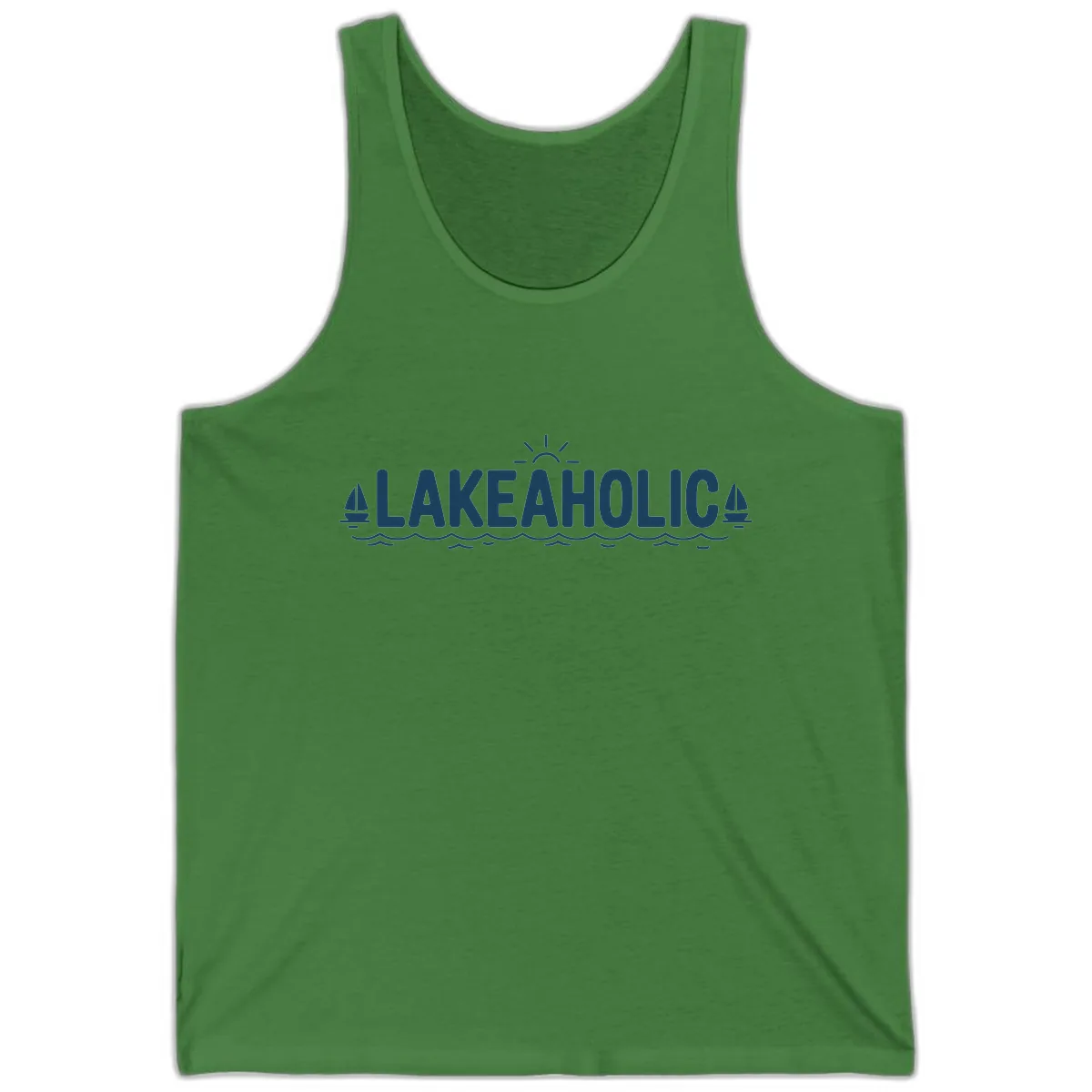 Lakeaholic Typography Design Tank in Leaf