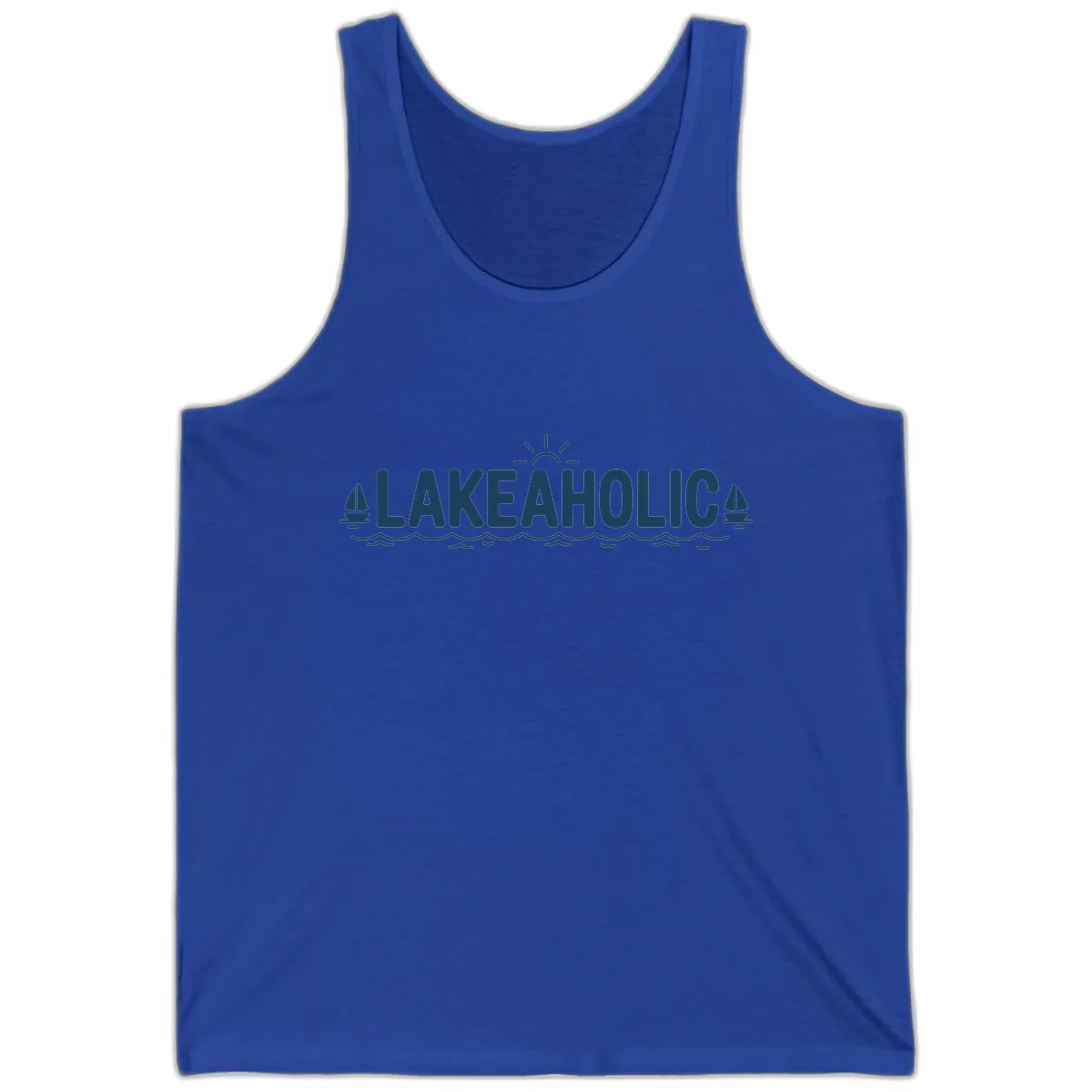 Lakeaholic Typography Design Tank in True Royal
