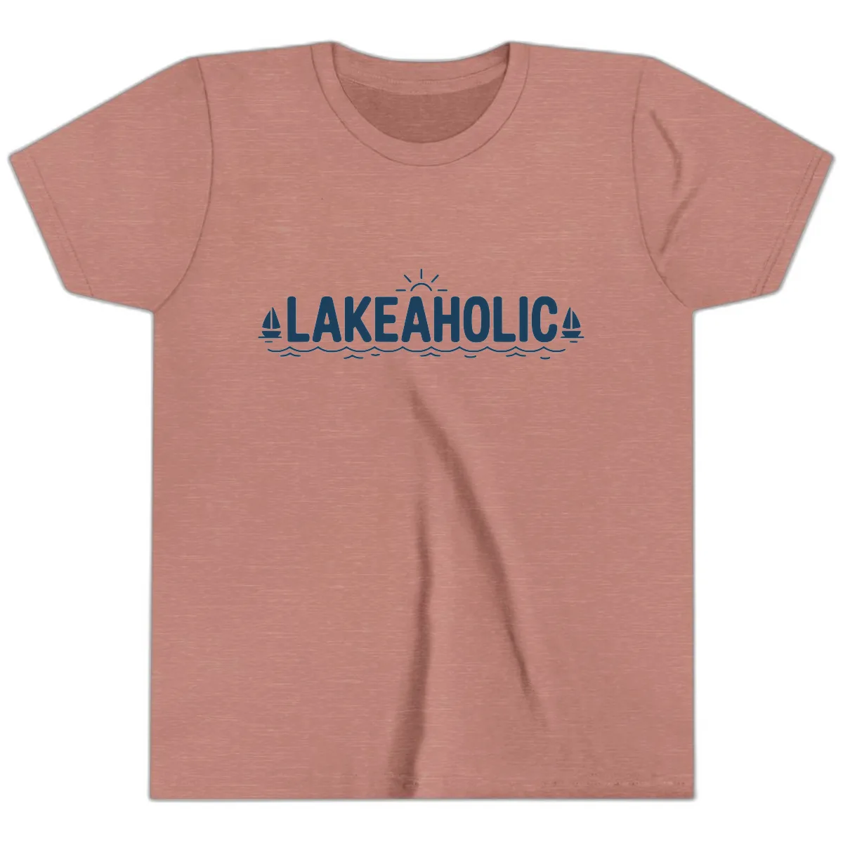 Lakeaholic Typography Design Youth T-Shirt in Heather Mauve