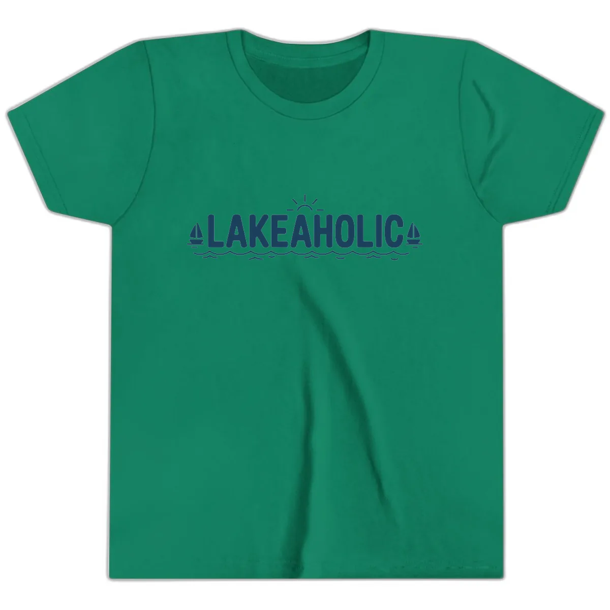 Lakeaholic Typography Design Youth T-Shirt in Kelly