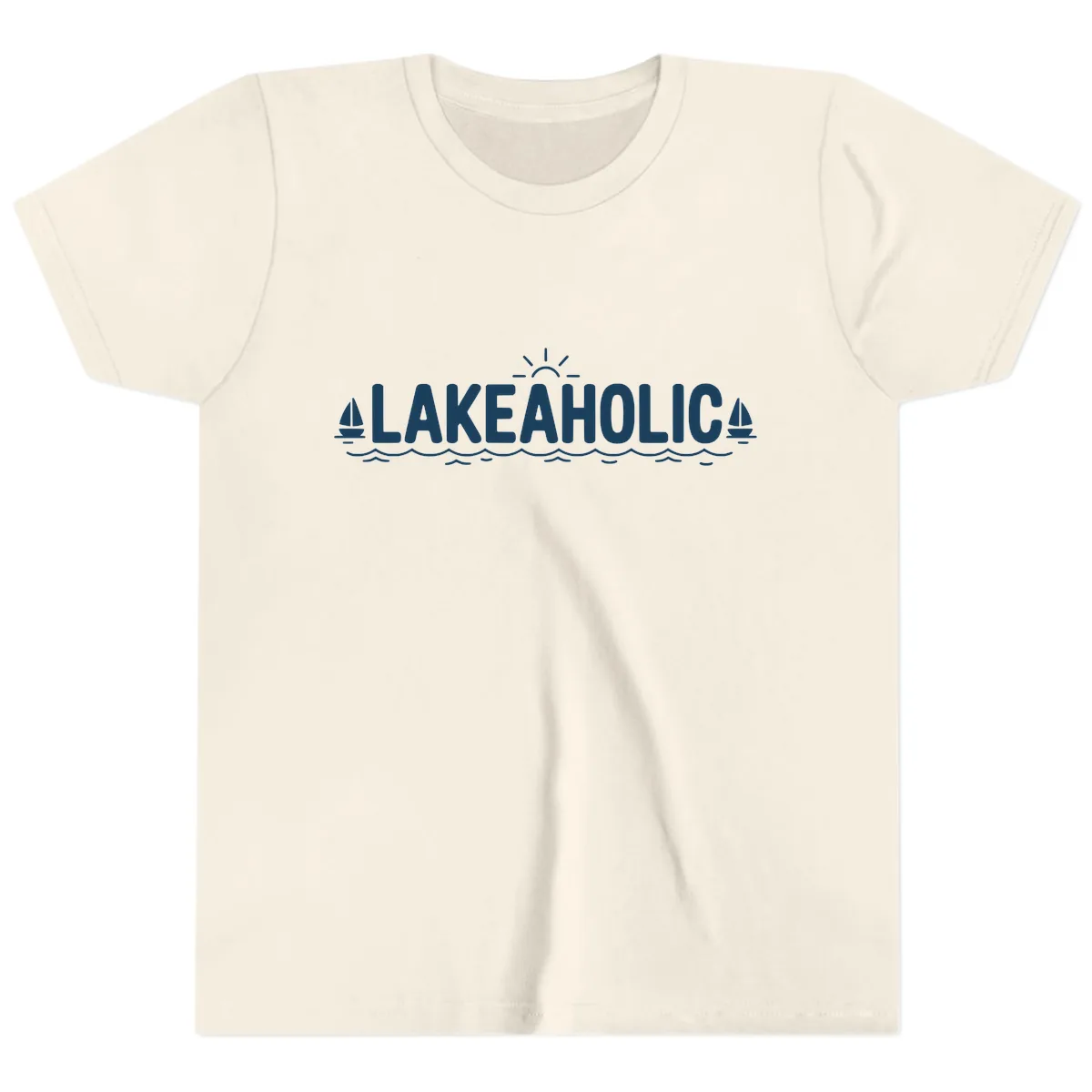 Lakeaholic Typography Design Youth T-Shirt in Natural