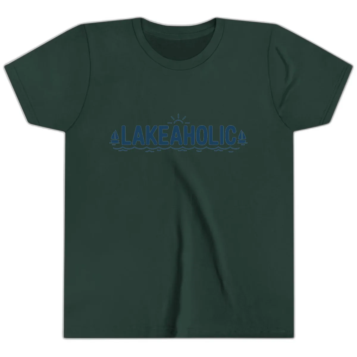 Lakeaholic Typography Design Youth T-Shirt in Forest