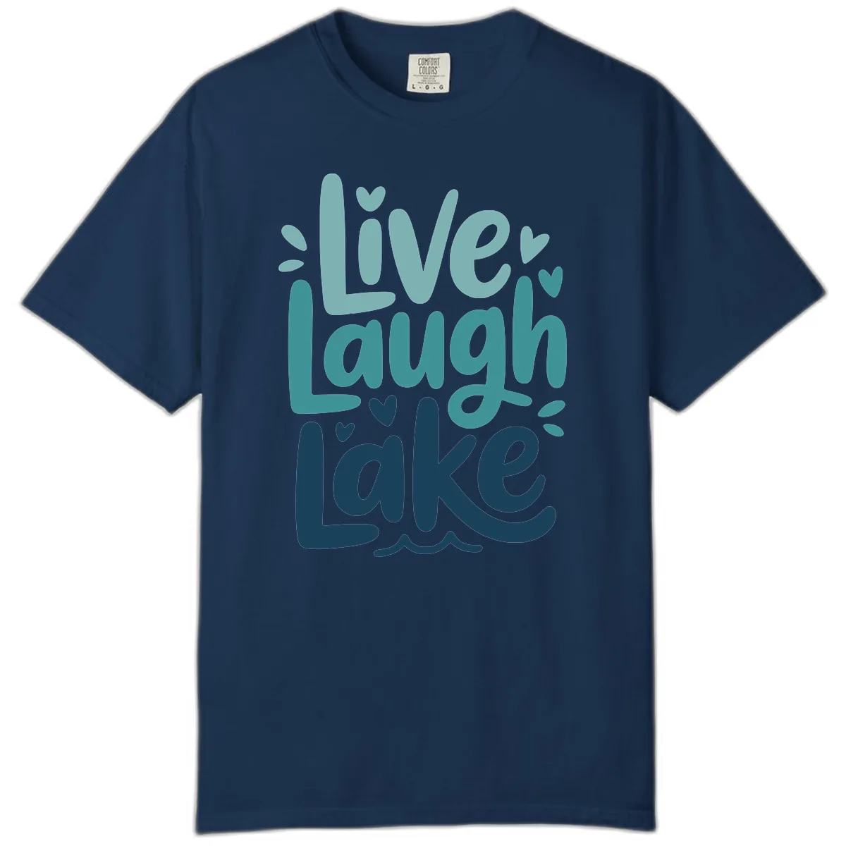Live Laugh Lake Typography Design Comfort Color in Navy