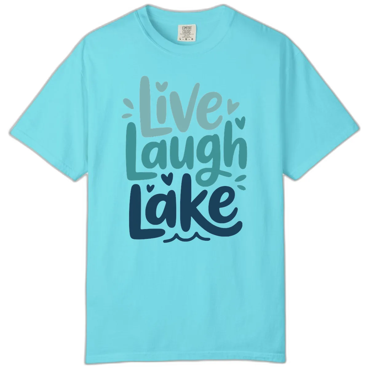 Live Laugh Lake Typography Design Comfort Color in Lagoon Blue