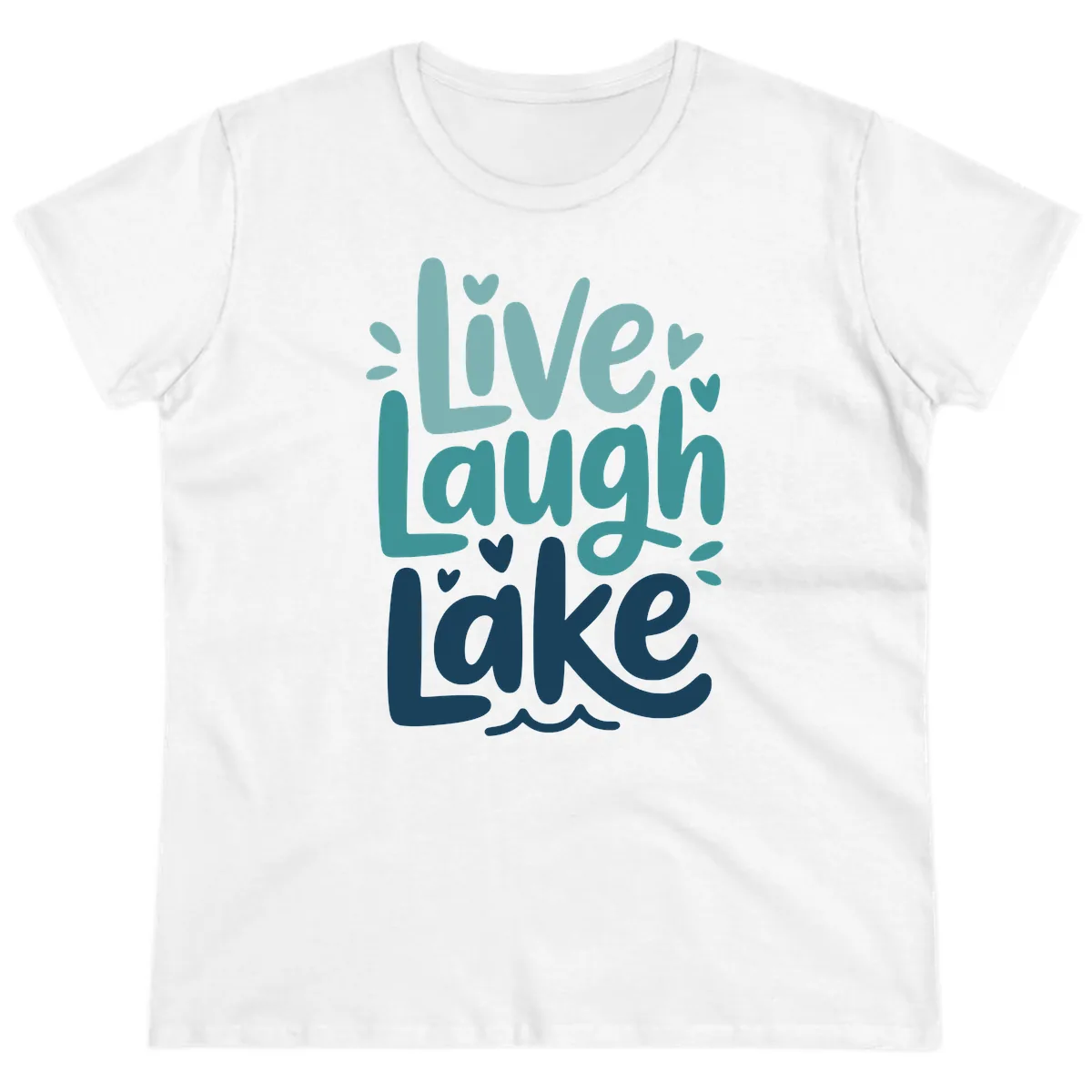 Live Laugh Lake Typography Design Ladies Tee in White