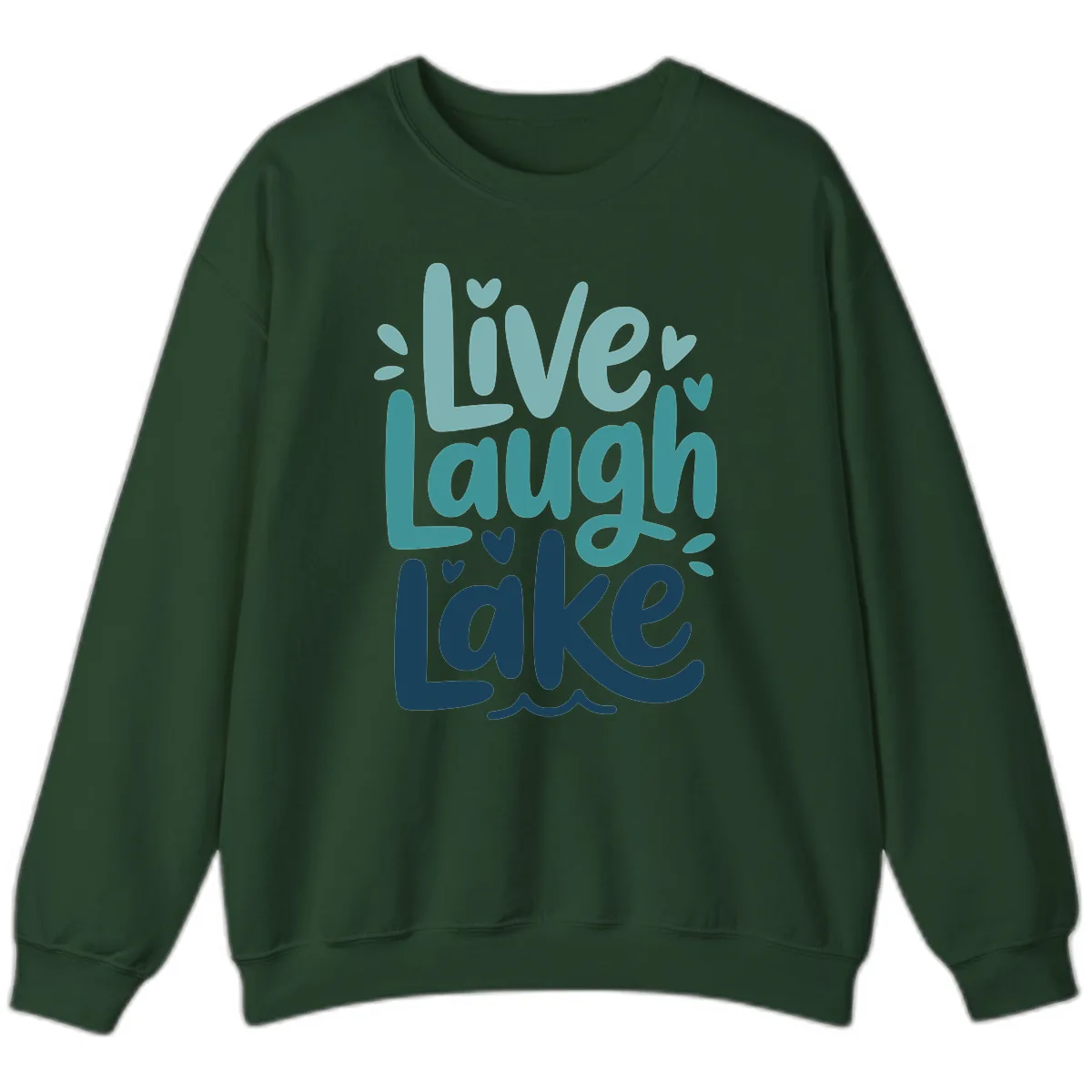 Live Laugh Lake Typography Design Sweatshirt in Forest Green