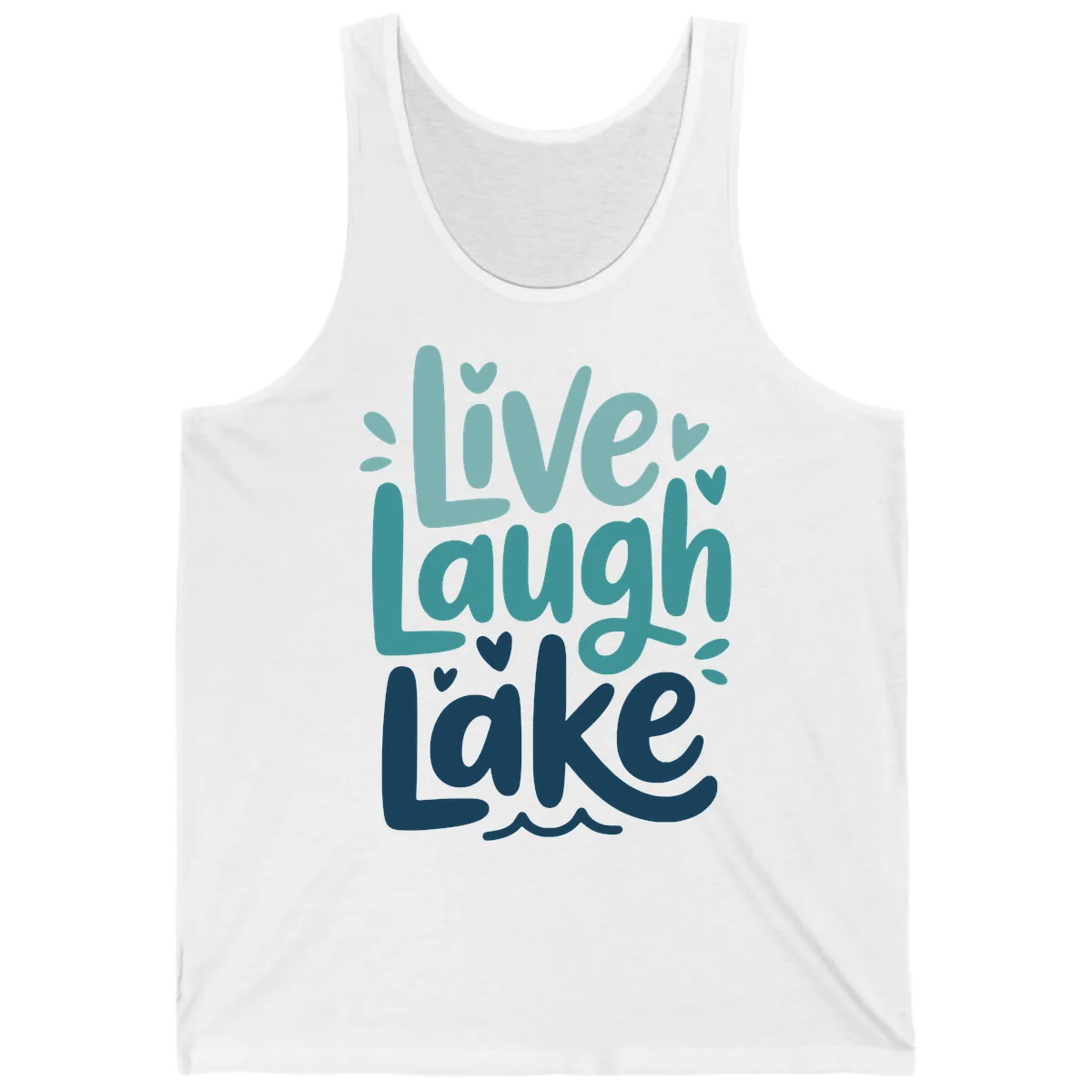 Live Laugh Lake Typography Design Tank in White
