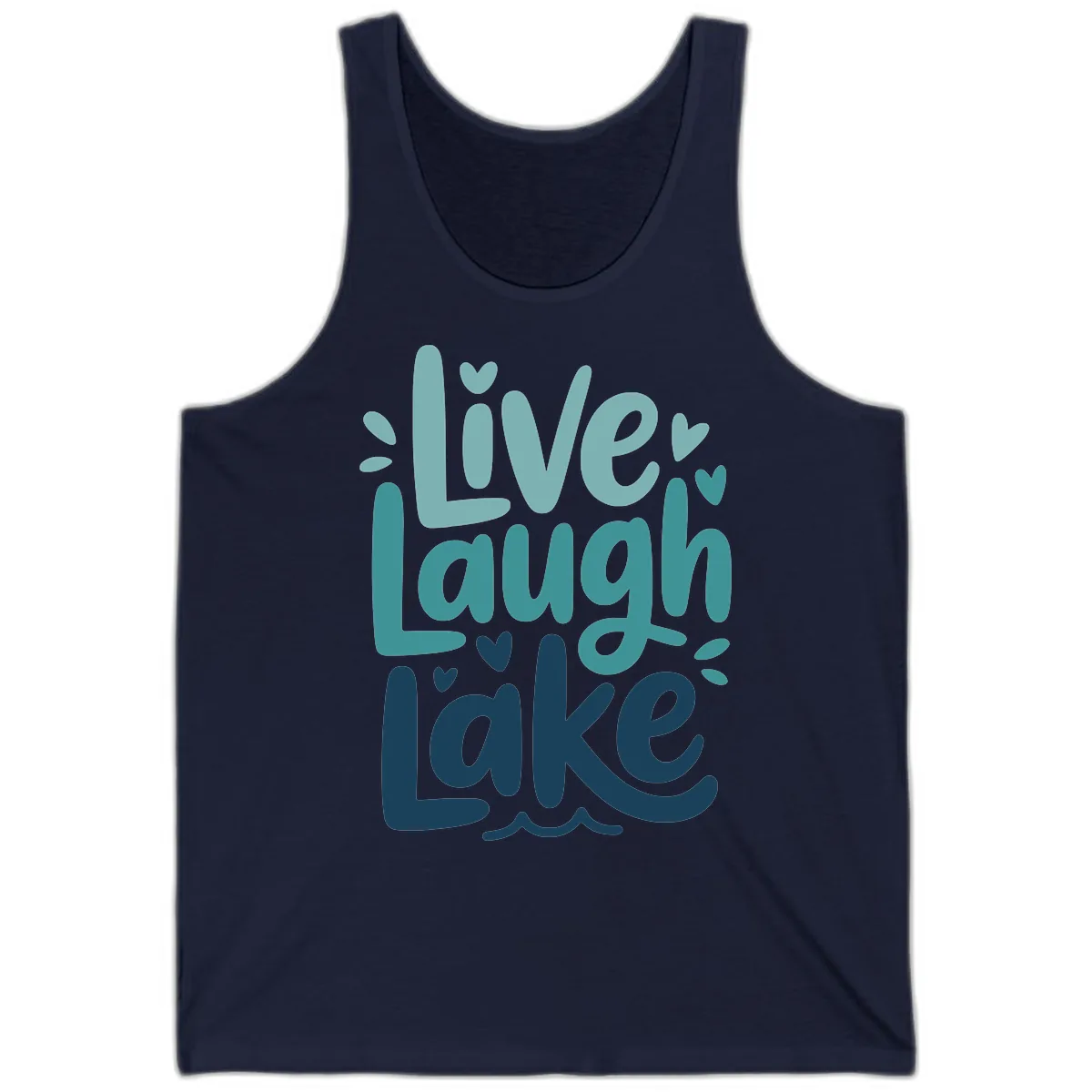 Live Laugh Lake Typography Design Tank in Navy