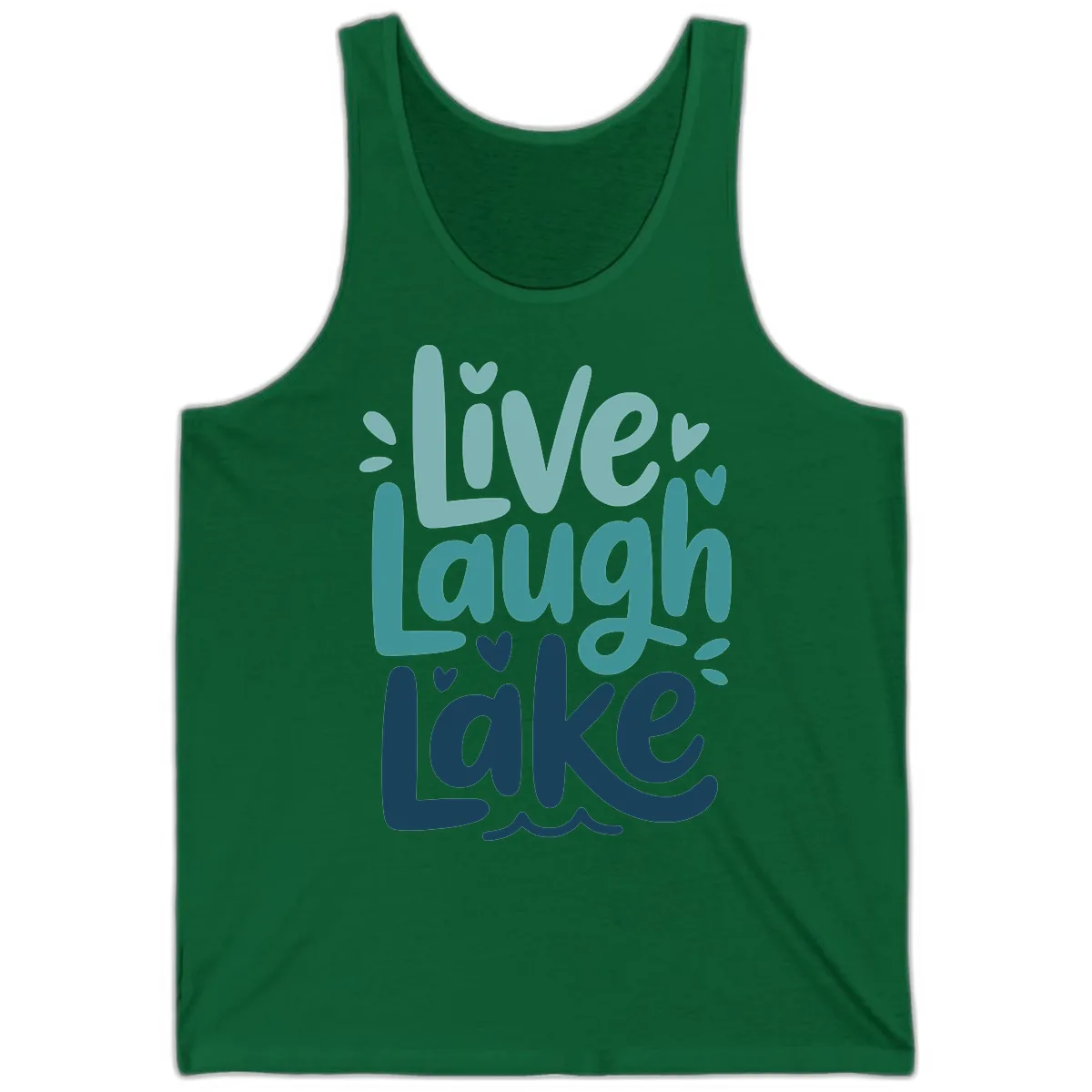 Live Laugh Lake Typography Design Tank in Kelly