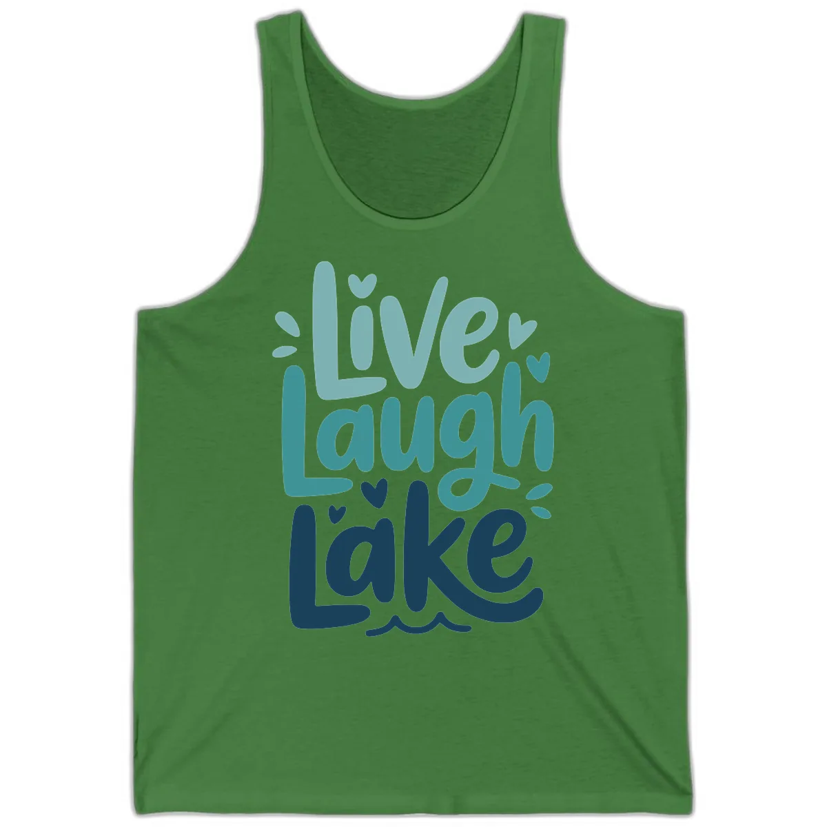 Live Laugh Lake Typography Design Tank in Leaf