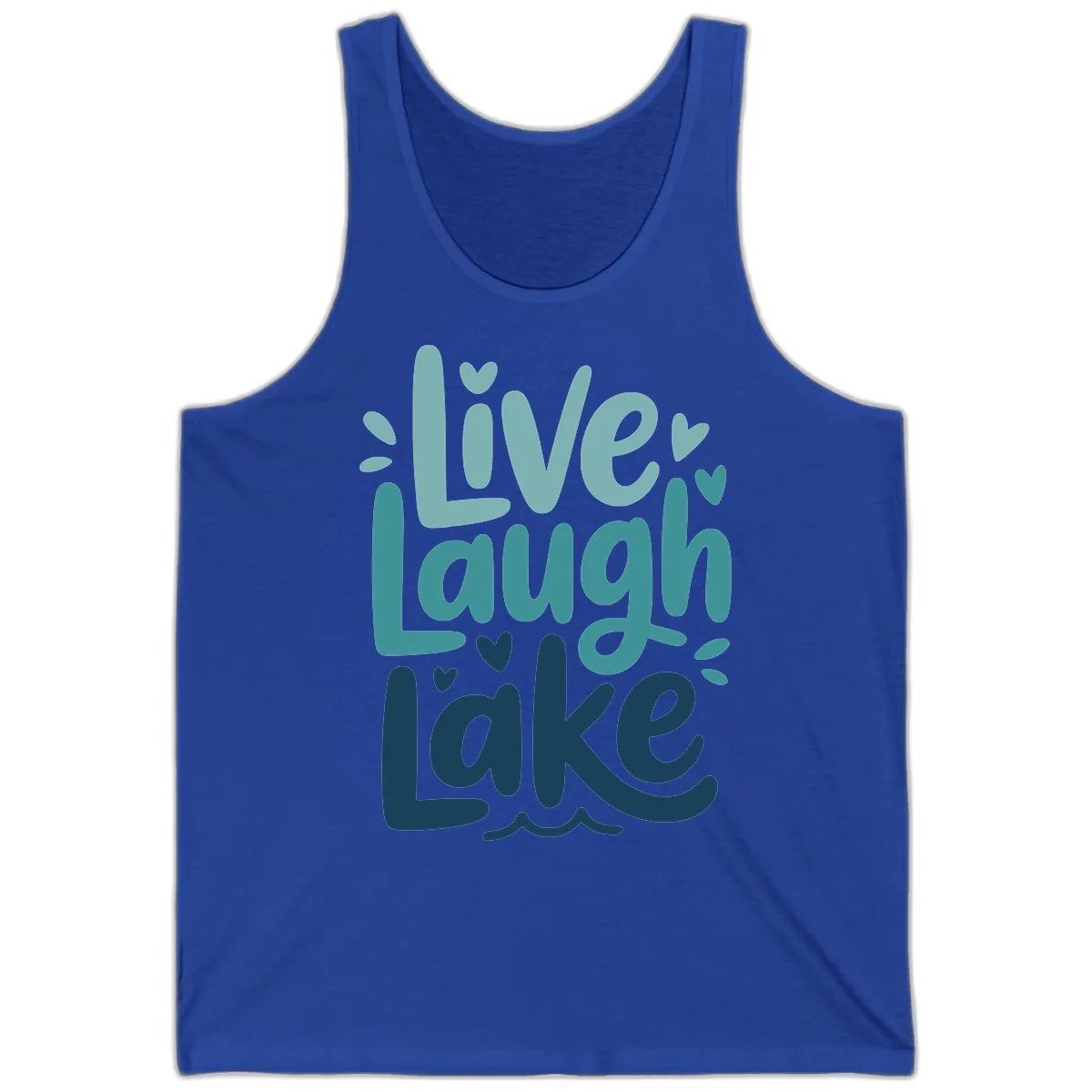 Live Laugh Lake Typography Design Tank in True Royal
