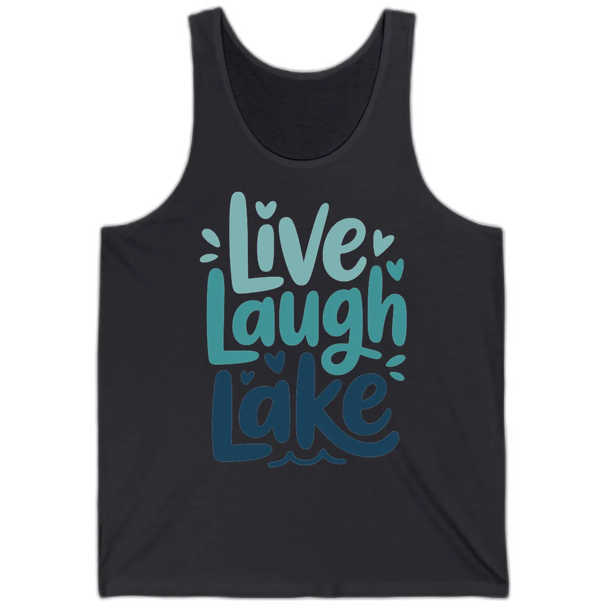 Live Laugh Lake Typography Design Tank in Dark Grey
