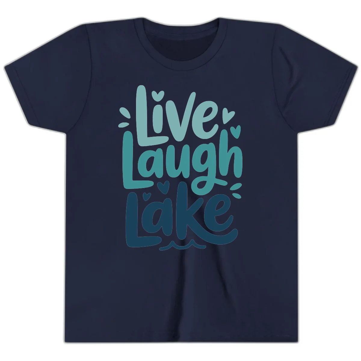 Live Laugh Lake Typography Design Youth T-Shirt in Navy