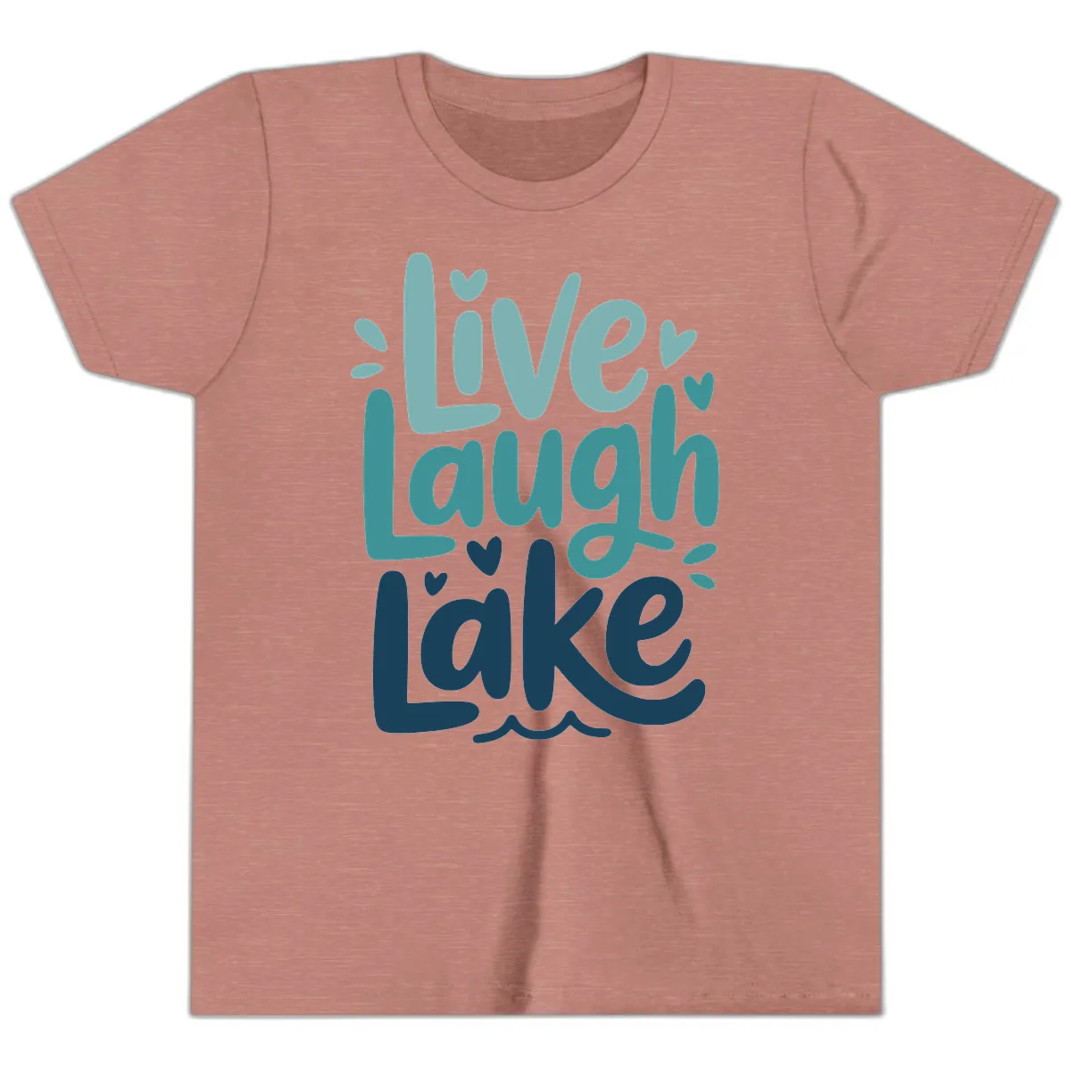 Live Laugh Lake Typography Design Youth T-Shirt in Heather Mauve