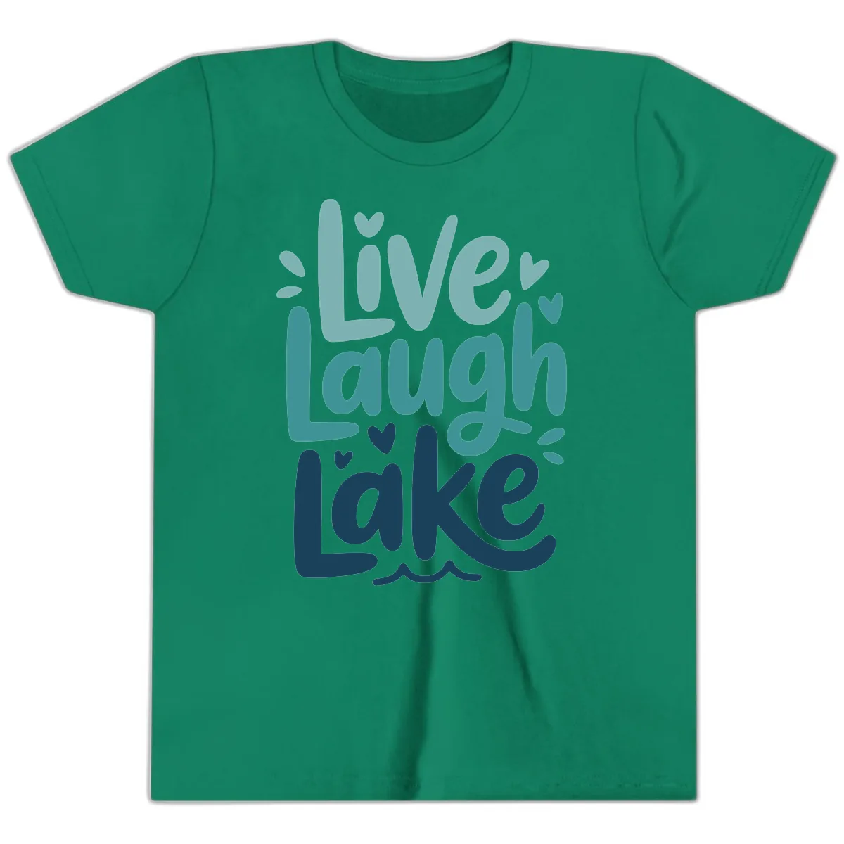 Live Laugh Lake Typography Design Youth T-Shirt in Kelly