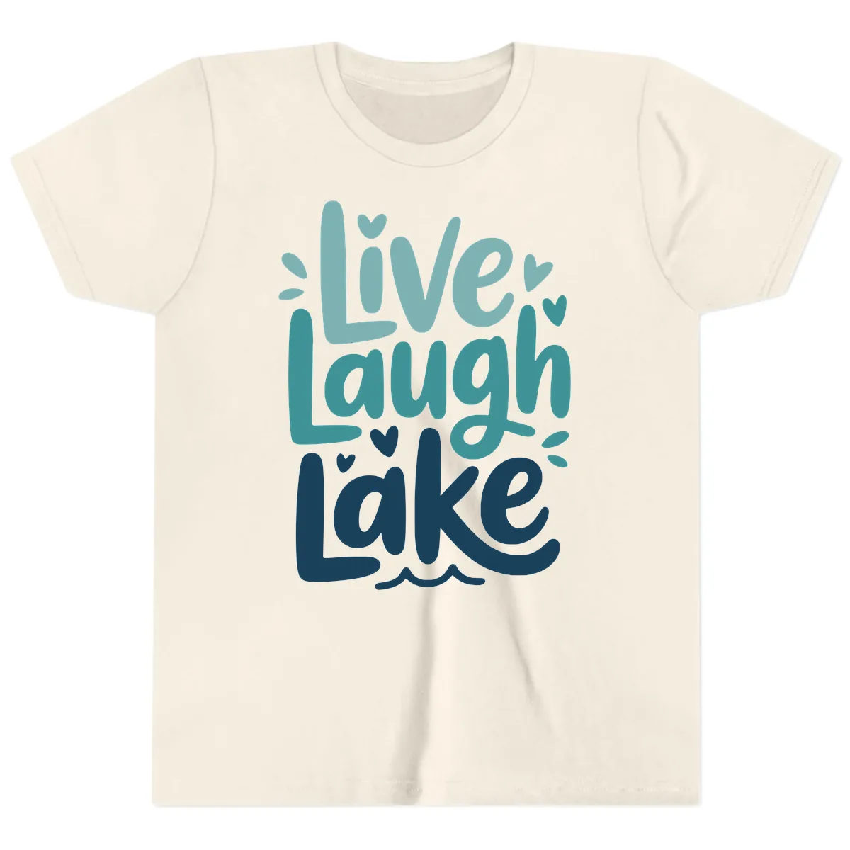 Live Laugh Lake Typography Design Youth T-Shirt in Natural
