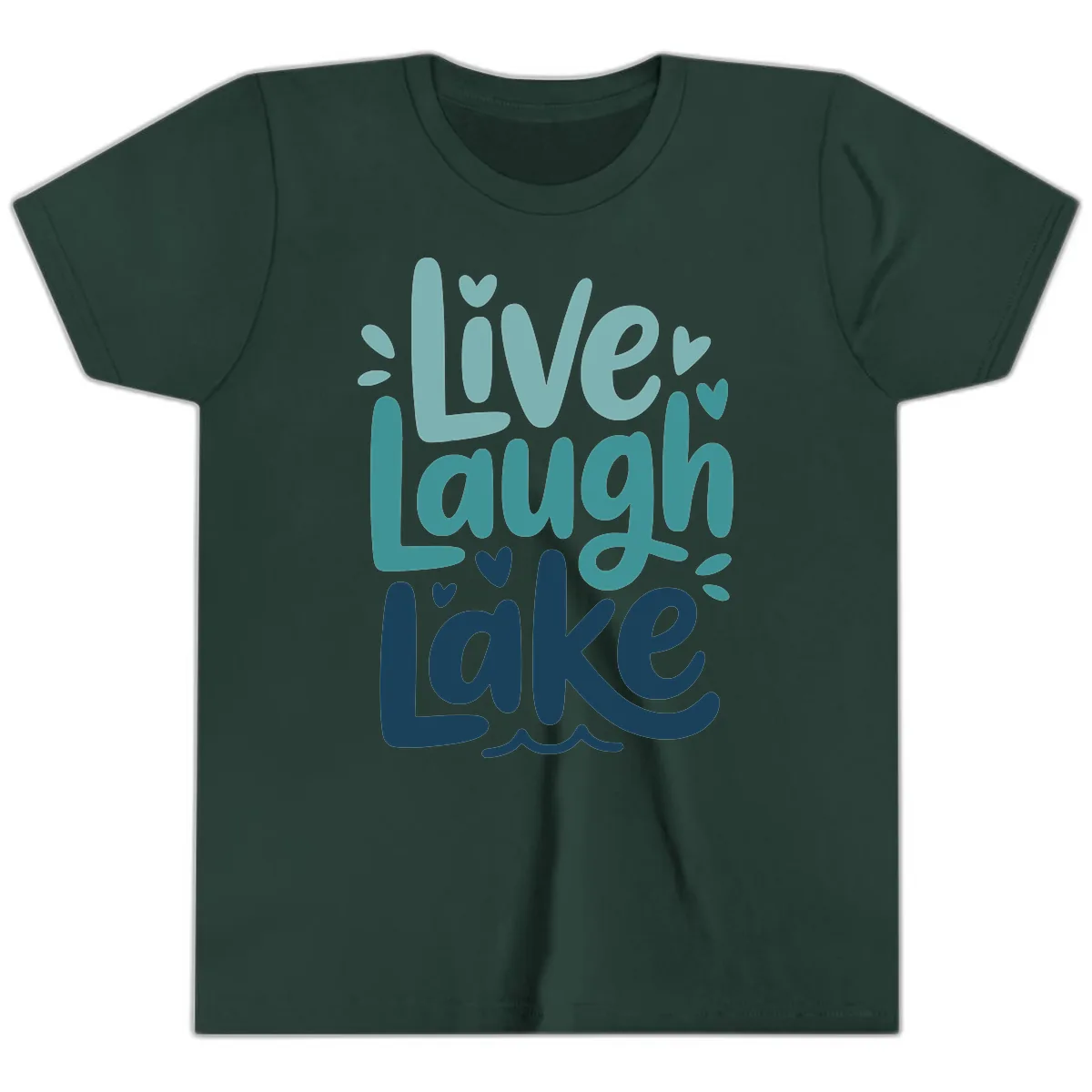 Live Laugh Lake Typography Design Youth T-Shirt in Forest