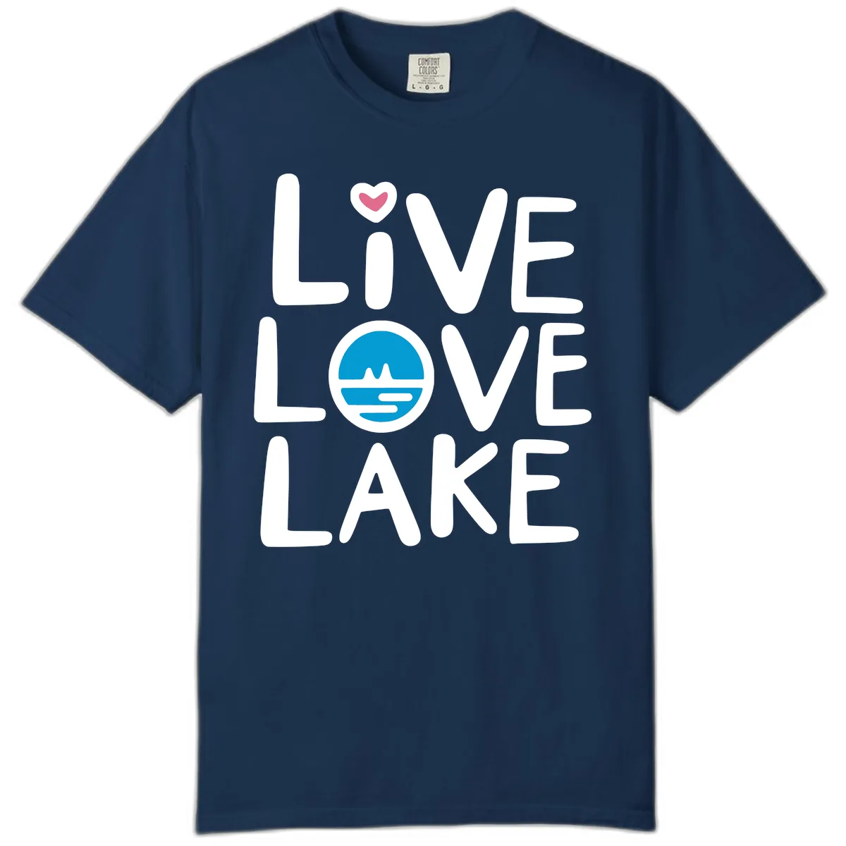 Live Love Lake Typography Design Comfort Color in Navy
