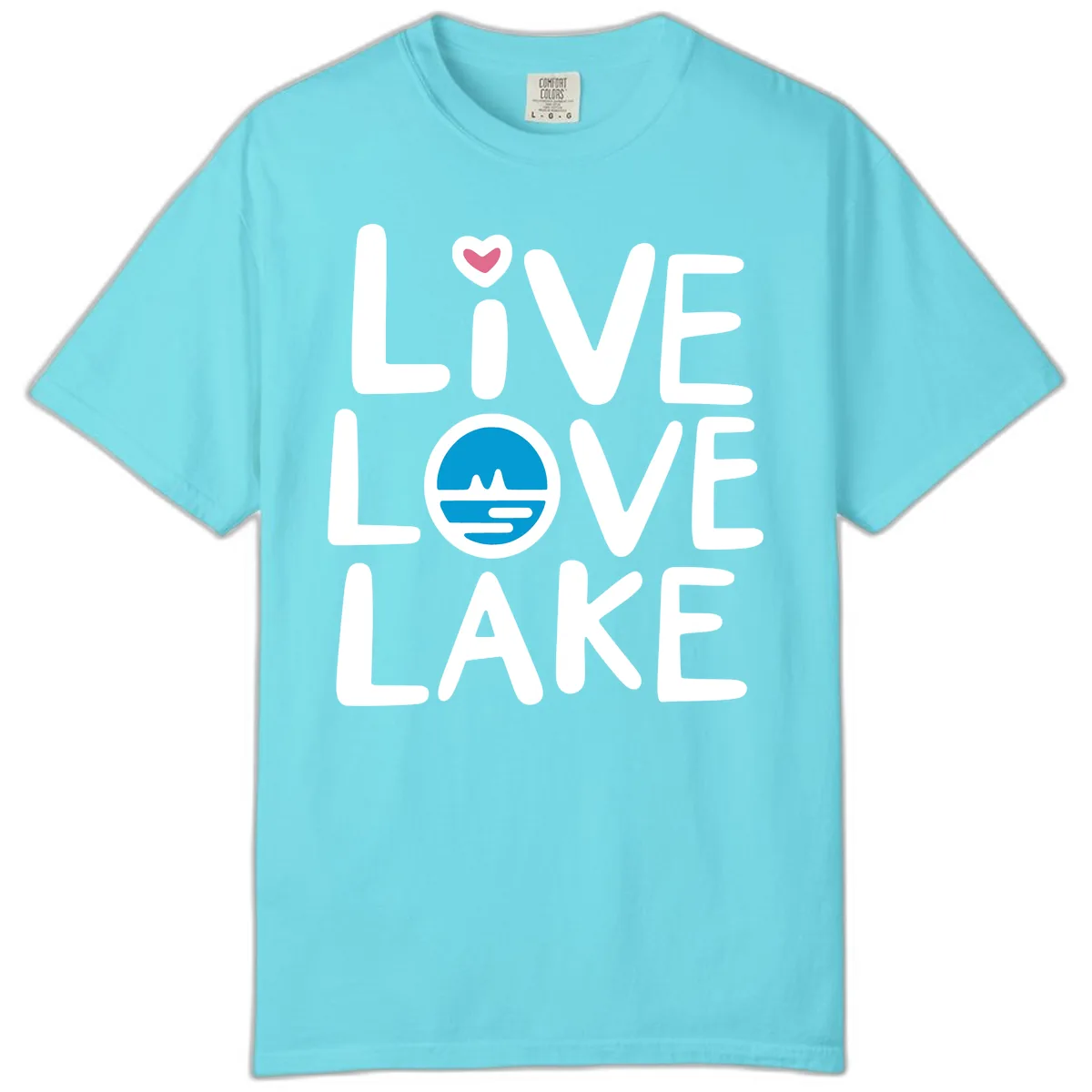 Live Love Lake Typography Design Comfort Color in Lagoon Blue