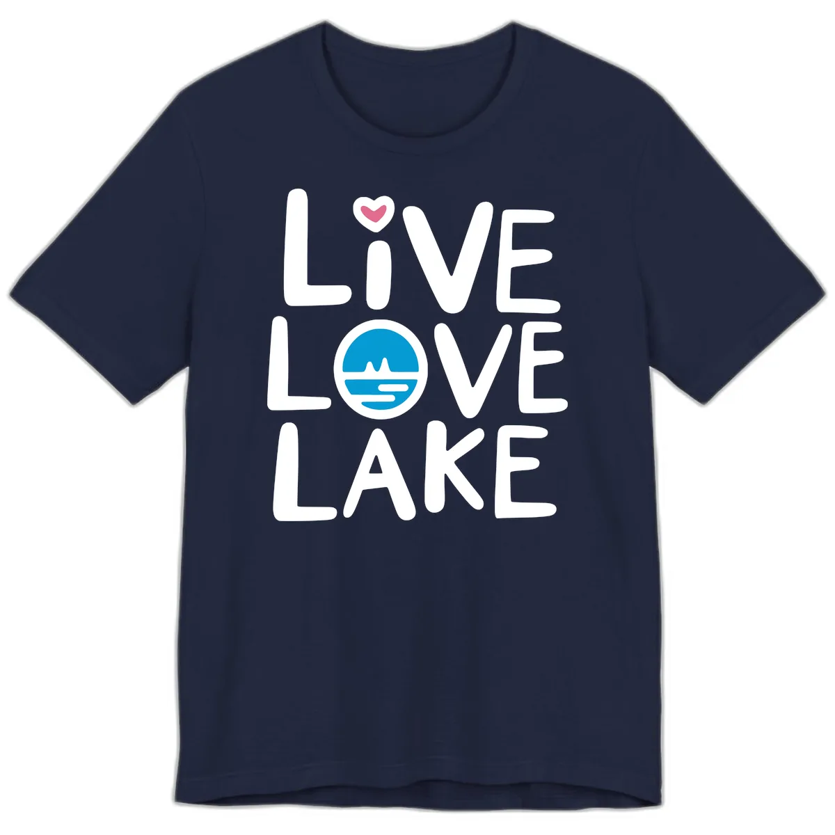 Live Love Lake Typography Design Premium T-Shirt in Navy