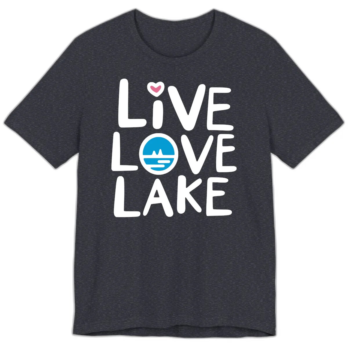 Live Love Lake Typography Design Premium T-Shirt in Heather Navy
