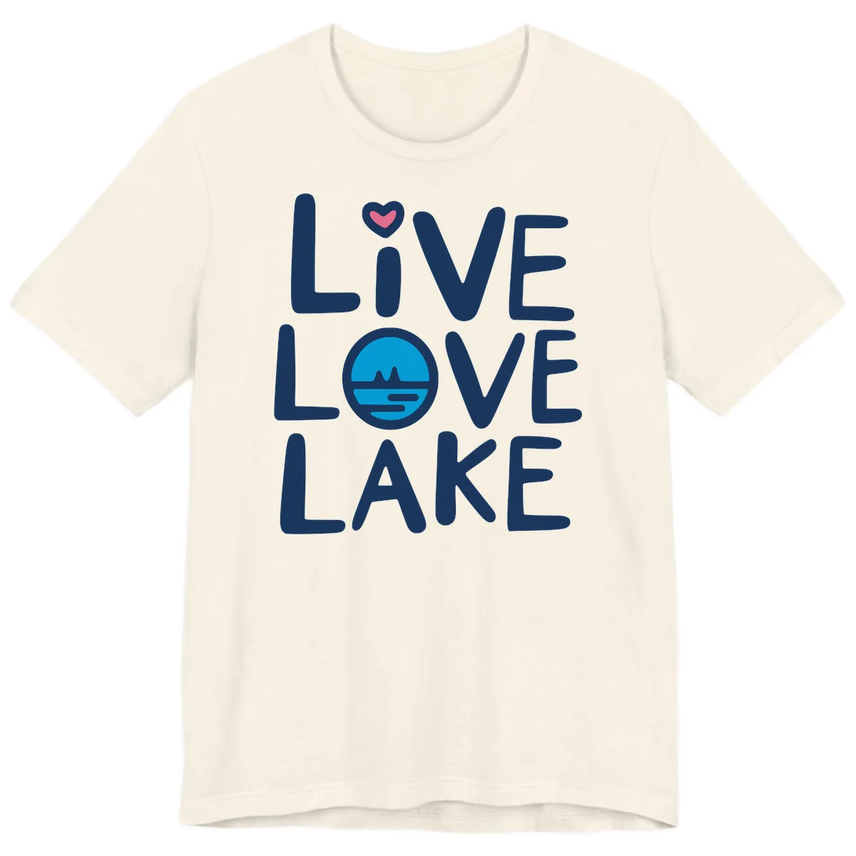 Live Love Lake Typography Design Premium T-Shirt in Natural