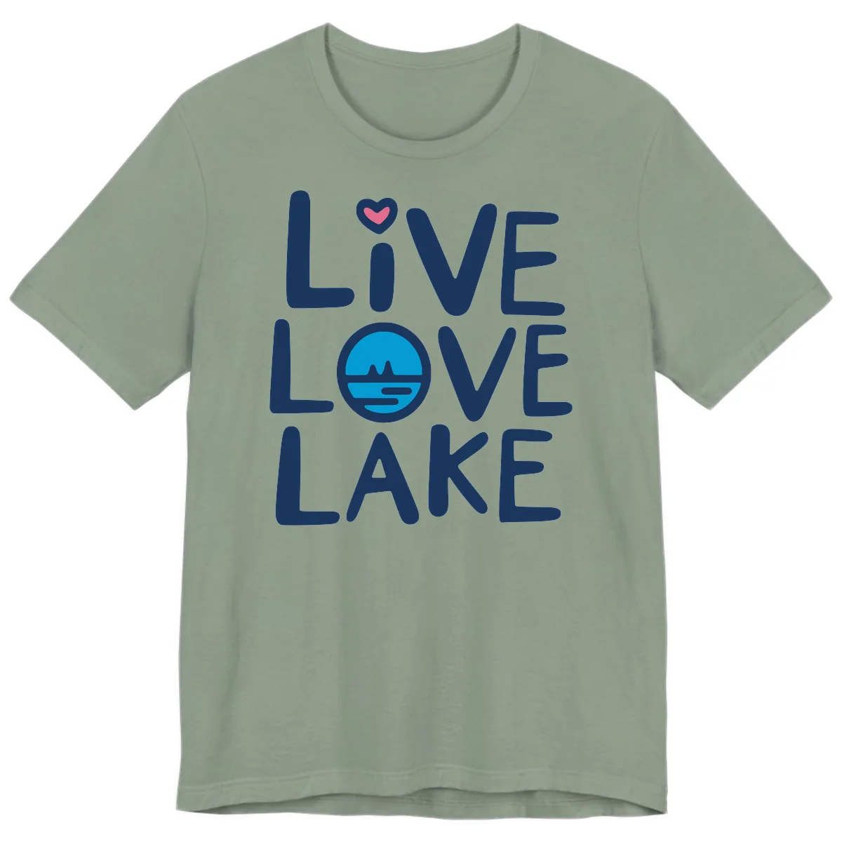 Live Love Lake Typography Design Premium T-Shirt in Sage
