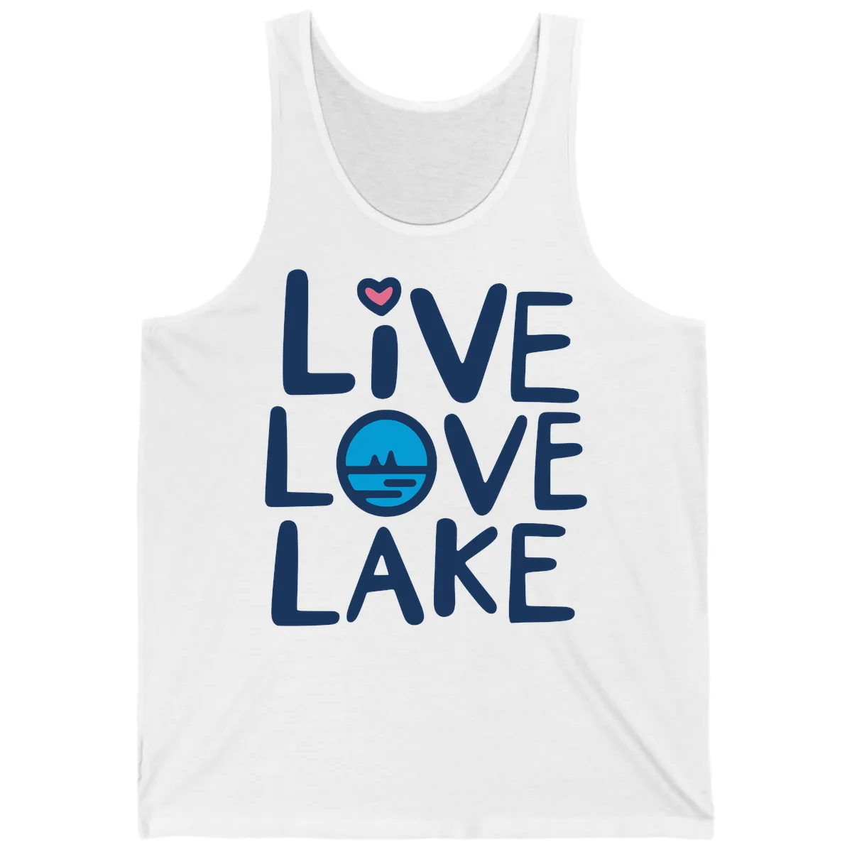 Live Love Lake Typography Design Tank in White