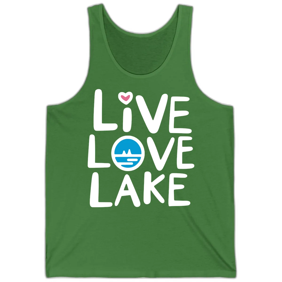 Live Love Lake Typography Design Tank in Leaf