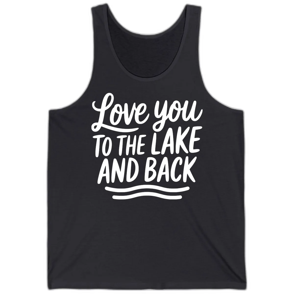 Love You To The Lake And Back Tank in Dark Grey