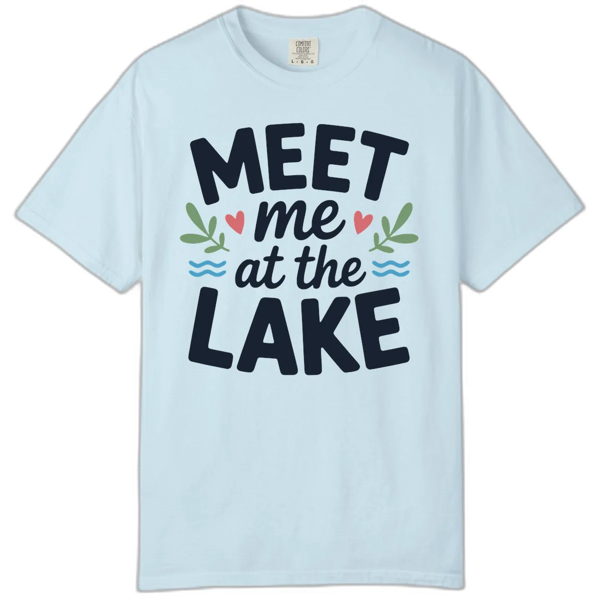 Meet Me At The Lake Typography Design Comfort Color in Chambray