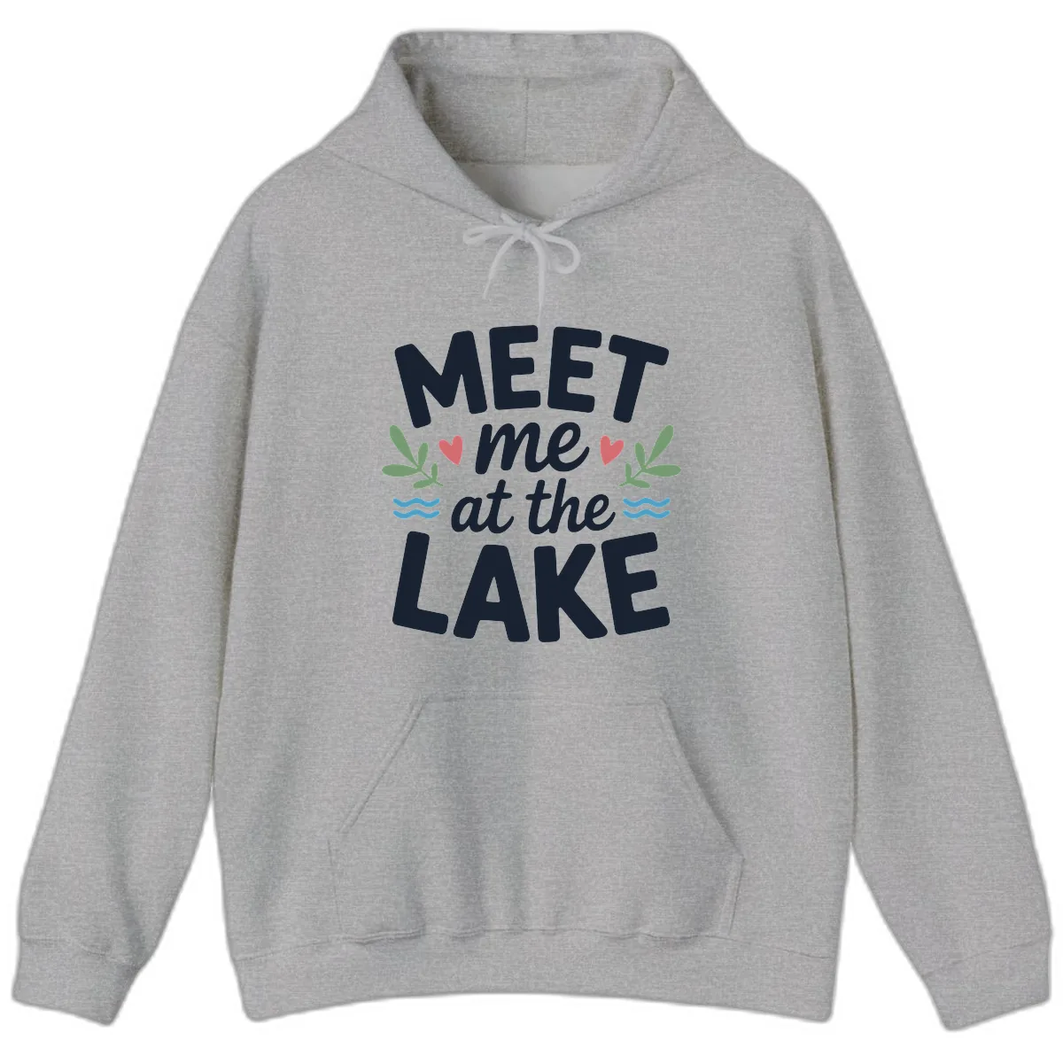 Meet Me At The Lake Typography Design Hoodie in Sport Grey