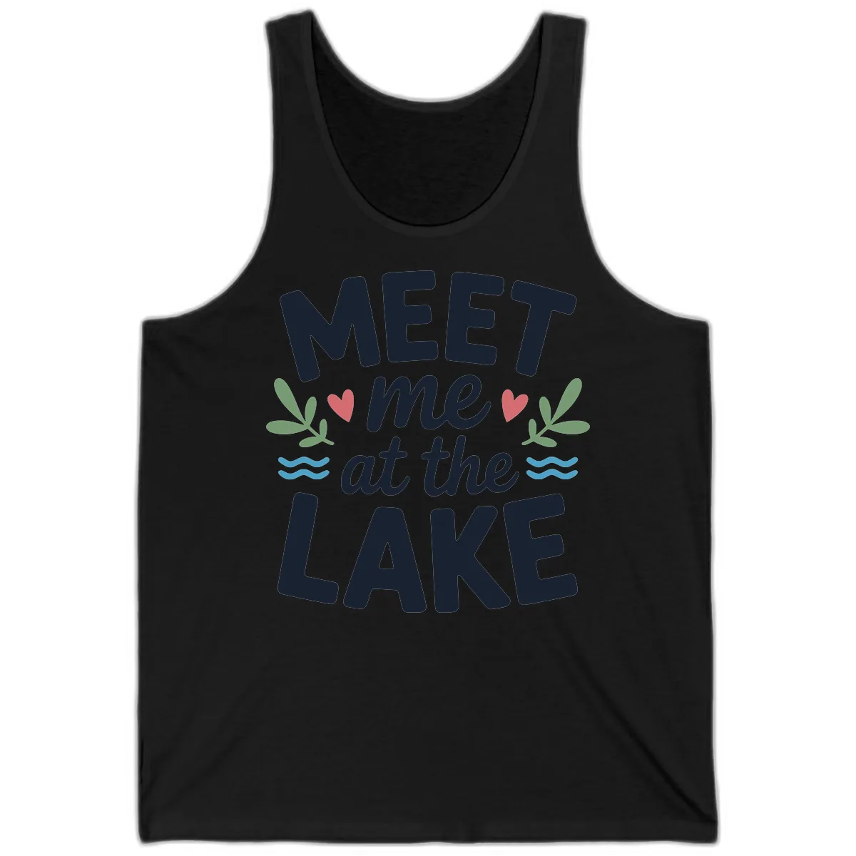 Meet Me At The Lake Typography Design Tank in Black