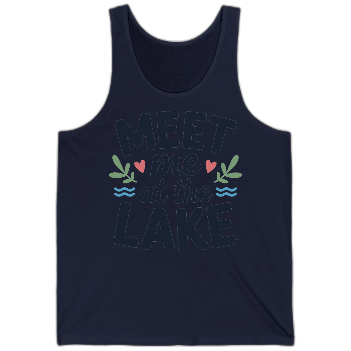 Meet Me At The Lake Typography Design Tank in Navy