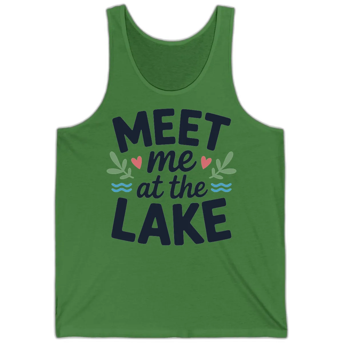 Meet Me At The Lake Typography Design Tank in Leaf
